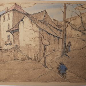 Pierre Beppi-Martin (1869-1954) Montée des marches dans un village